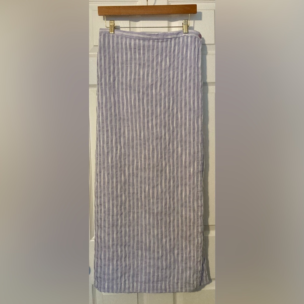 Eileen Fisher Lavender Striped Wrap Skirt